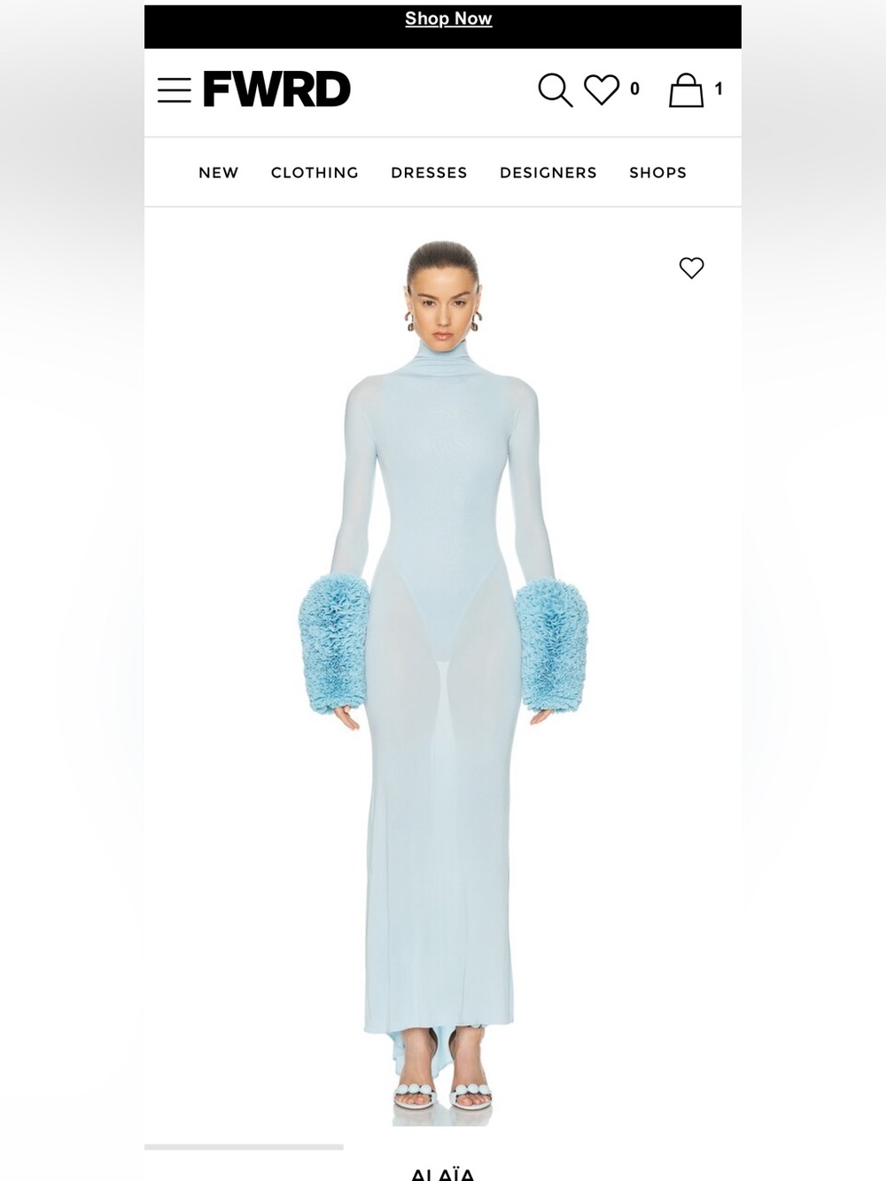$5950 alaia ruffle sleeve maxi dress ciel